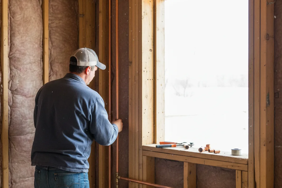 Licensed plumber running new copper supply lines in a Rockton home