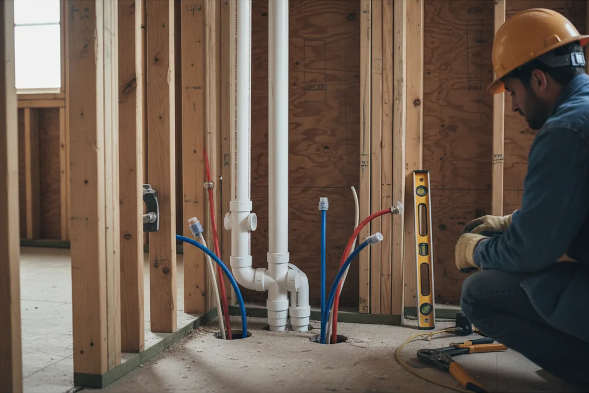 Drain and supply rough-in during Drain Cleaning in Rockton